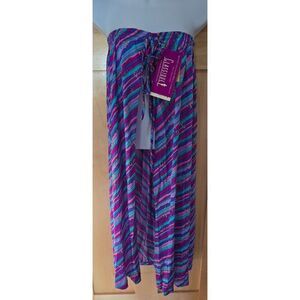 Vintage Classique Multicolor Striped Sarong Skirt Playful Patterns Elastic Waist